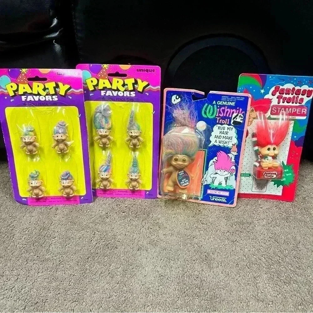 Vintage Trolls party favors and stamper